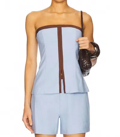 Sovere / Refine Bodice Top In Blue & Brown