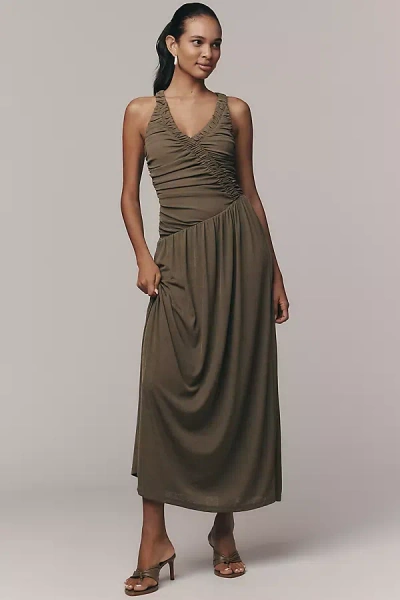 Sovere / Ruan Sleeveless V-neck Midi Dress In Green