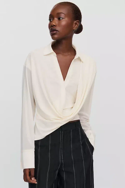 Sovere / Selen Draped Shirt Top In White