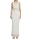 Sovere / Venus Cowl Maxi Mesh Dress In Cream In White