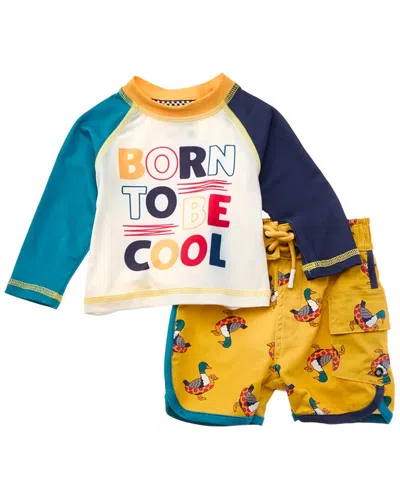 Sovereign Code Kids' 2pc Rashguard Top & Cruise Swim Trunk Set In White