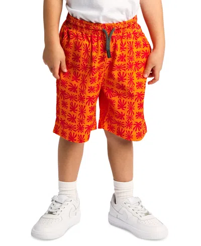 Sovereign Code Kids' Big Boys Printed Seersucker Elastic-waistband Shorts In Persimmon Orange,deco