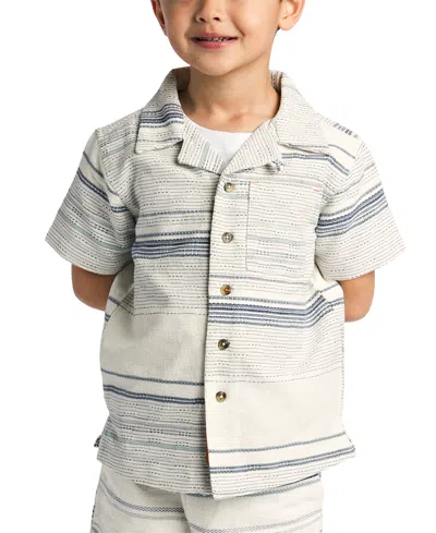 Sovereign Code Kids' Big Boys Textured Striped Button-down Shirt In White Stripe