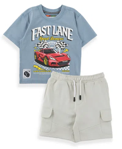 Sovereign Code Kids' Boys' 2t-7 Crewneck T-shirt And Shorts, 2-piece Set In Blue