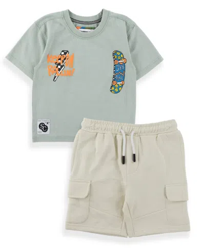 Sovereign Code Kids' Boys' 2t-7 Graphic Print T-shirt And Shorts, 2-piece Set In Blue