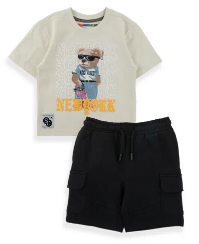 Sovereign Code Kids' Boys' 2t-7 Simon Nelson Short-sleeve T-shirt And Shorts, 2-piece Set In Black