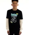 Sovereign Code Boys 5-20 Harper Twofer Graphic Layered T-shirt In Black