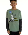 Sovereign Code Boys 5-20 Harper Twofer Graphic Print Layered T-shirt In Green