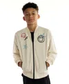Sovereign Code Boys 5-20 Pierce Graphic Varsity Bomber Jacket In White