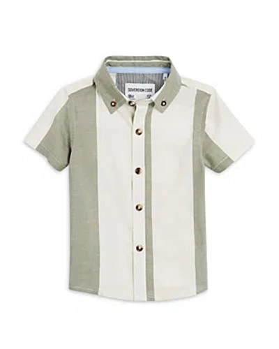 Sovereign Code Boys' Biggs Bold Striped Chambray Short Sleeved Woven Shirt - Baby In Gray