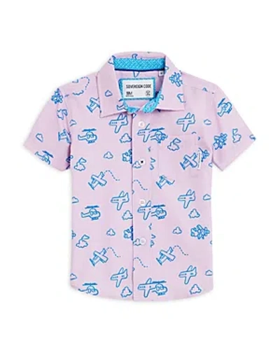Sovereign Code Boys' Stanley Printed Water Resistant Button Down Shirt - Baby In Fair Orchid/planes