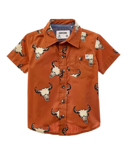 Sovereign Code Kids' Frenzy Button Front T-shirt In Brown