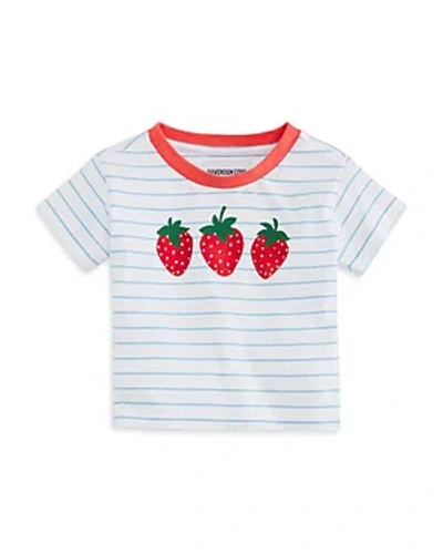 Sovereign Code Girls' Theresa Strawberry Striped Cotton Tee - Baby In Berry/bright White Striped