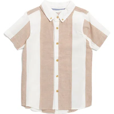 Sovereign Code Kids' Button Front Woven Shirt In Awning/tobacco Stripe