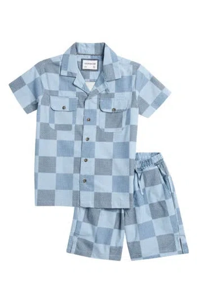 Sovereign Code Kids' Check Print Camp Shirt & Shorts Set In Coronet