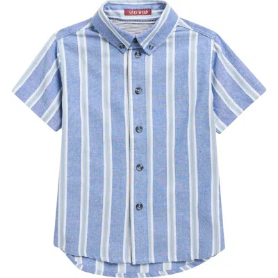 Sovereign Code Kids' Delaney Short Sleeve Button-up Shirt In Blue