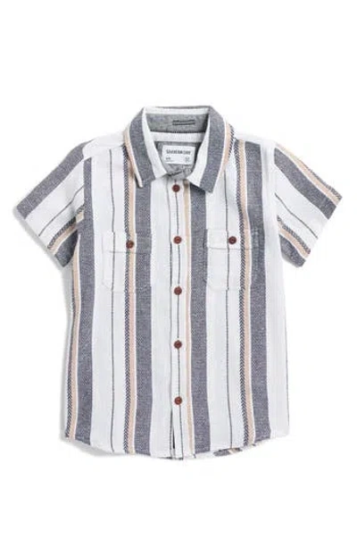 Sovereign Code Kids' Grover Stripe Short Sleeve Button-up Shirt In White/carson Stripe