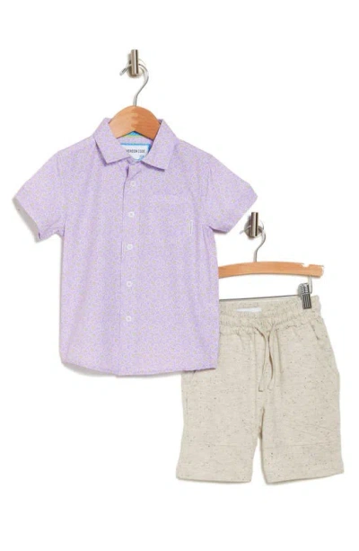 Sovereign Code Kids' Stanley Degree Woven Shirt & Shorts Set In White/ Springfield/ Oatmeal