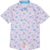 Sovereign Code Kids' Stanley Flying Short Sleeve Button-up Shirt In Fair Orchid/planes
