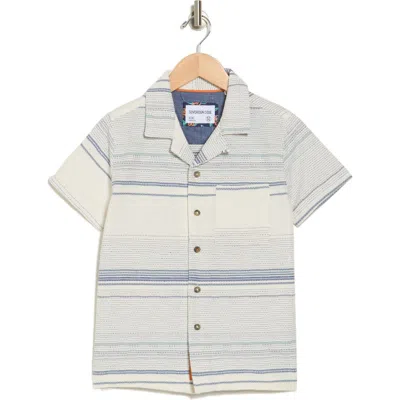 Sovereign Code Kids' Tour Stripe Short Sleeve Cotton Button-up Shirt In White Stripe