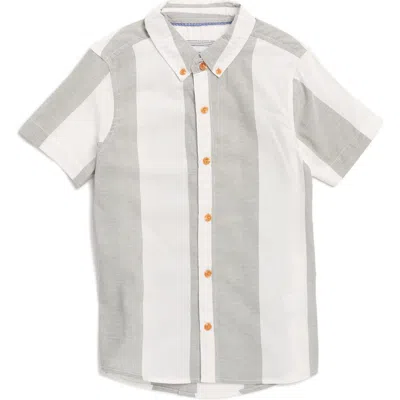 Sovereign Code Kids' Yarn Dye Oxford Stripe Button-up Shirt In Awning/sage