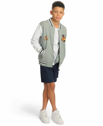 Sovereign Code Kids' Little And Big Boys Color Blocked Varsity Jacket In Slate