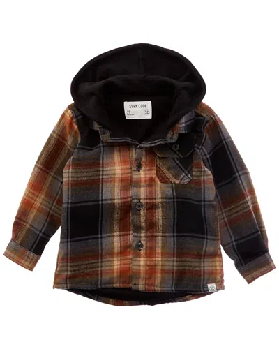 Sovereign Code Kids' Northern Hooded Button Down Shirt In Black