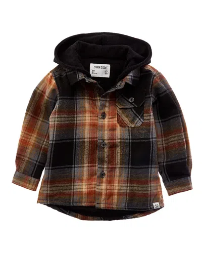 Sovereign Code Kids' Northern Hooded Button Down Shirt In Black