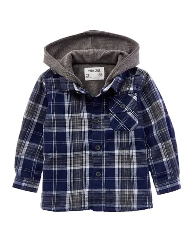 Sovereign Code Northern Hooded Button Down Shirt In Blue
