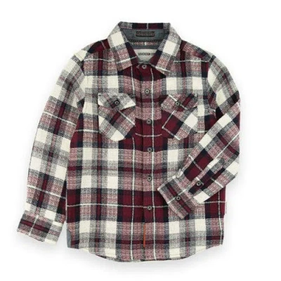 Sovereign Code Kids'  Redwood Button Down Shirt In Dk Red/luke Plaid