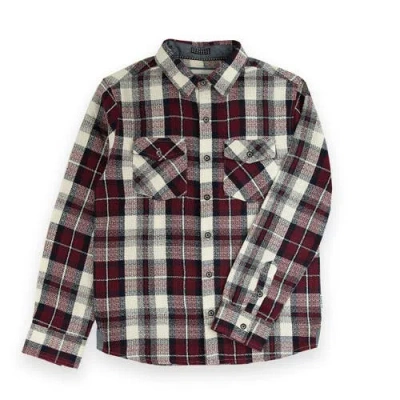 Sovereign Code Kids'  Redwood Button Down Shirt In Dk Red/luke Plaid