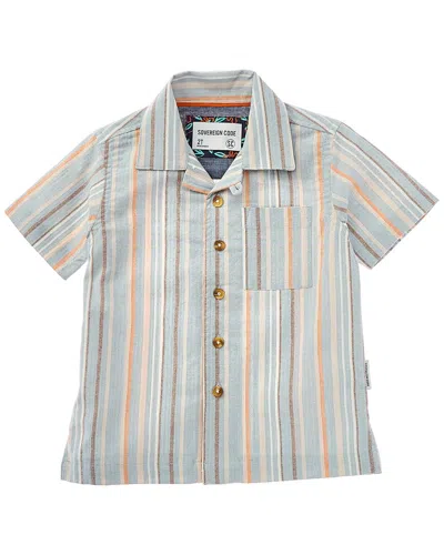 Sovereign Code Tour Striped Seersucker Button-down Shirt In Gray