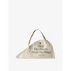 Sowvital Womens White Monet Quote Cotton Flower Tote Bag In White