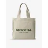 Sowvital Womens White Text-print Cotton-canvas Tote Bag In White