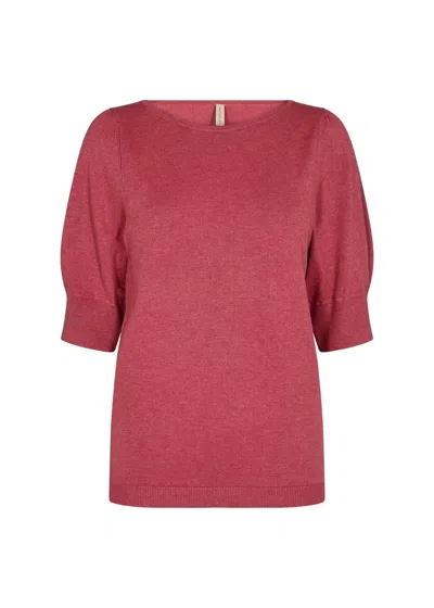 Soya Concept Women's Melange Knit Top In Berry In Pink
