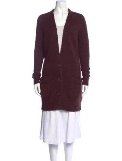 Pre-owned Soyer Alpaca V-neck Sweater In Burgundy