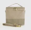 Soyoung Linen Colorblock Lunch Tote Bag In Beige/sage In Multi
