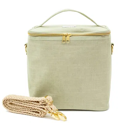 Soyoung Linen Lunch Tote Bag In Sage In Multi