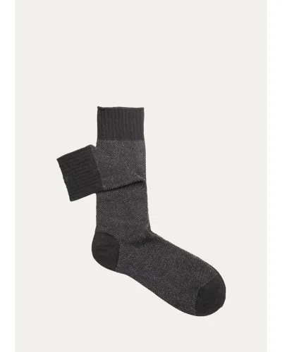 Sozzi Calze Men's Birdseye Oxford Crew Socks In Black
