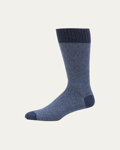 Sozzi Calze Men's Cashmere-blend Mid-calf Socks In Denim