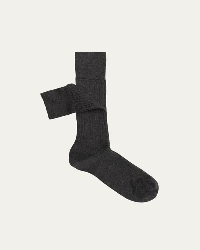 Sozzi Calze Men's Cashmere-silk Crew Socks In Charcoal