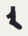 Sozzi Calze Men's Cashmere-silk Crew Socks In Navy