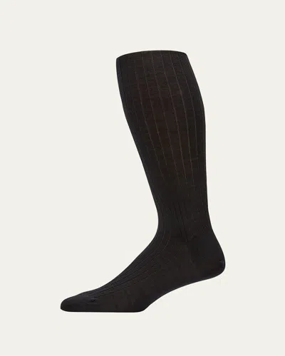 Sozzi Calze Men's Cashmere Silk Over-calf Socks In Black