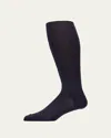 Sozzi Calze Men's Cashmere Silk Over-calf Socks In Navy