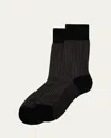 Sozzi Calze Men's Cotton Stripe Oxford Socks In Black