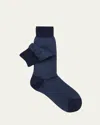 Sozzi Calze Men's Diamond Pattern Cotton Crew Socks In Blue