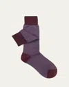 Sozzi Calze Men's Diamond Pattern Cotton Crew Socks In Purple