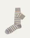 Sozzi Calze Men's Linen And Cotton Multi-stripe Crew Socks In Sand