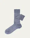 Sozzi Calze Men's Linen And Cotton Rib Crew Socks In Jean