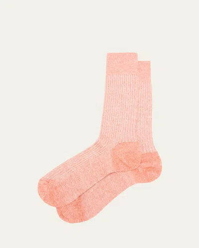 Sozzi Calze Men's Linen-blend Crew Socks In Orange